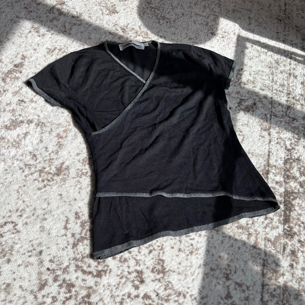 Vintage Tommy Hilfiger Y2K Black Short Sleeve Wrap Top